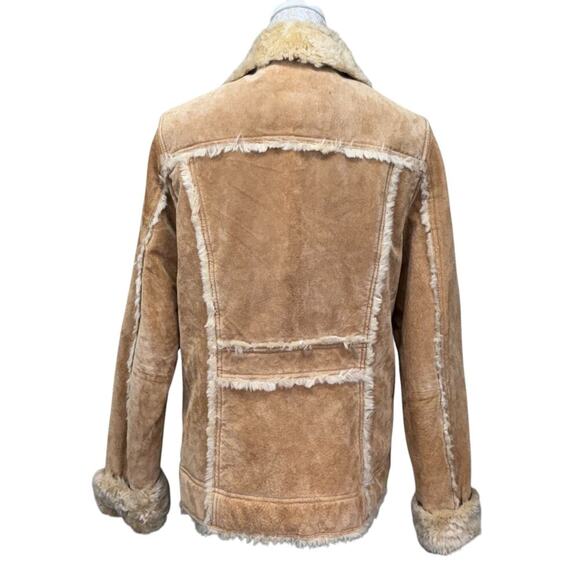 Wilson's Leather Maxima Tan Leather Fur Lined Penny Lane Coat Large 70s Retro - Picture 2 of 7